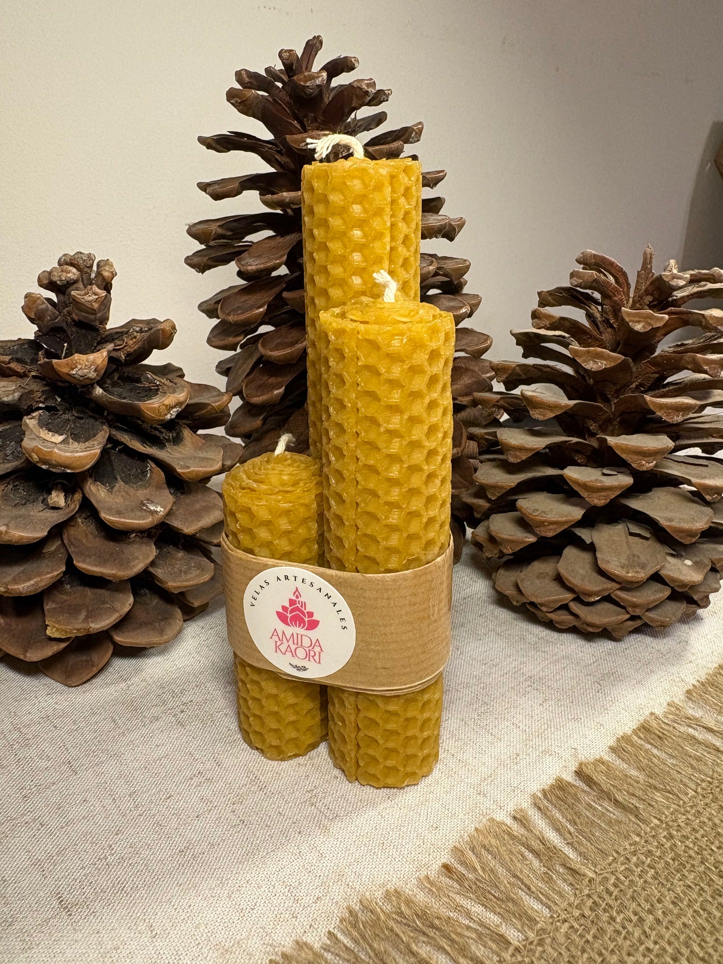 Pack de 3 Velas de Miel – 100% Cera de Abeja Natural