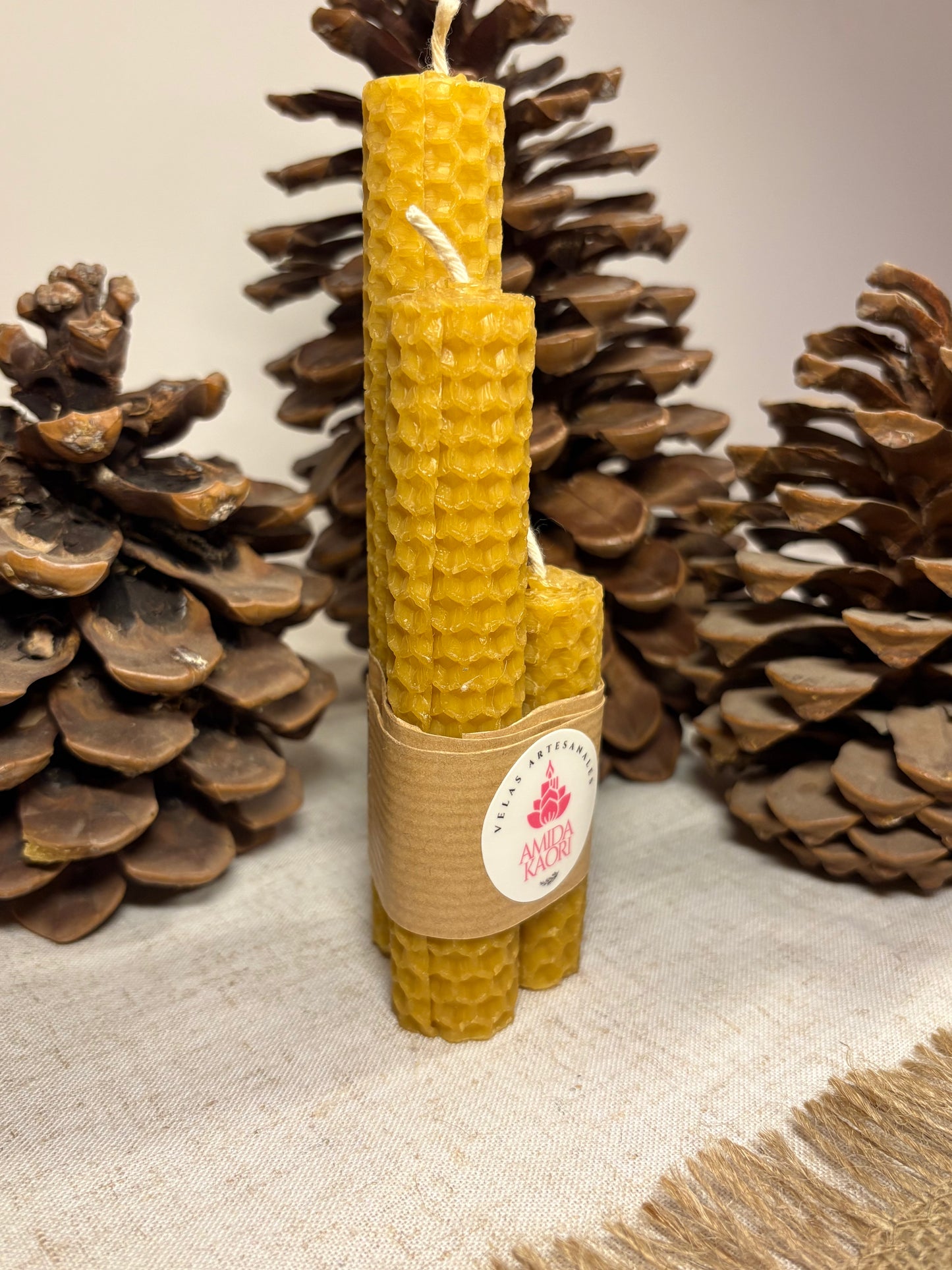Pack de 3 Velas de Miel Finas– 100% Cera de Abeja Natural